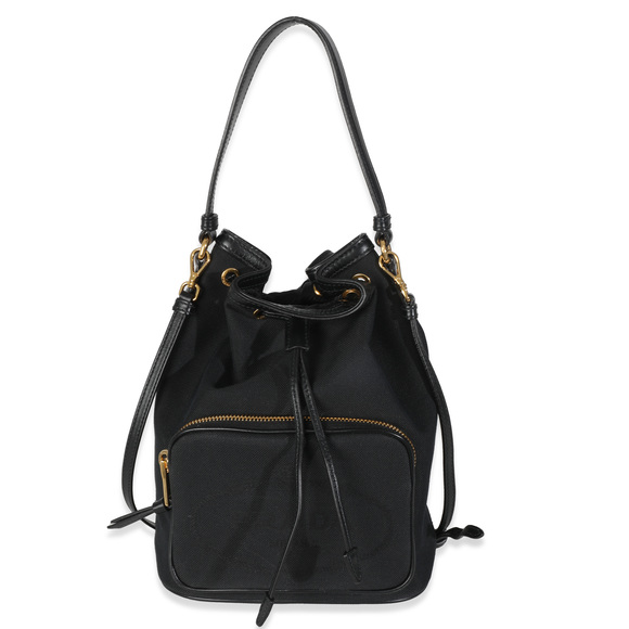 Prada Black Jacquard Logo Bucket Bag - Picture 1 of 8